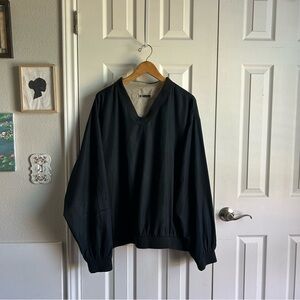 Wedge black & tan long sleeve v neck reversible pullover golf  windbreaker